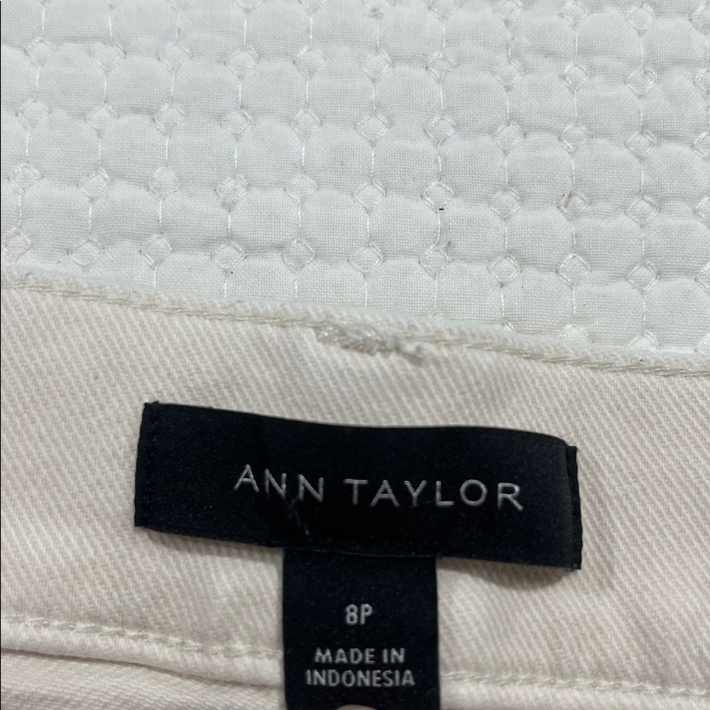 ANN TAYLOR The Palazzo Pants Ecru High Waisted Wide Leg 8P Petite 32x27 - Picture 4 of 11